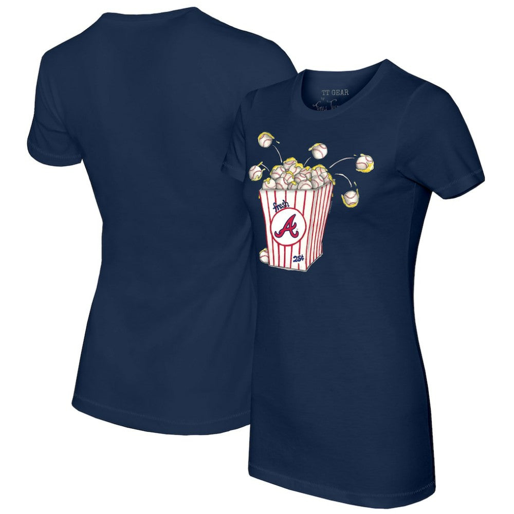 Navy Atlanta Braves Tiny Turnip Women's Popcorn T-Shirt