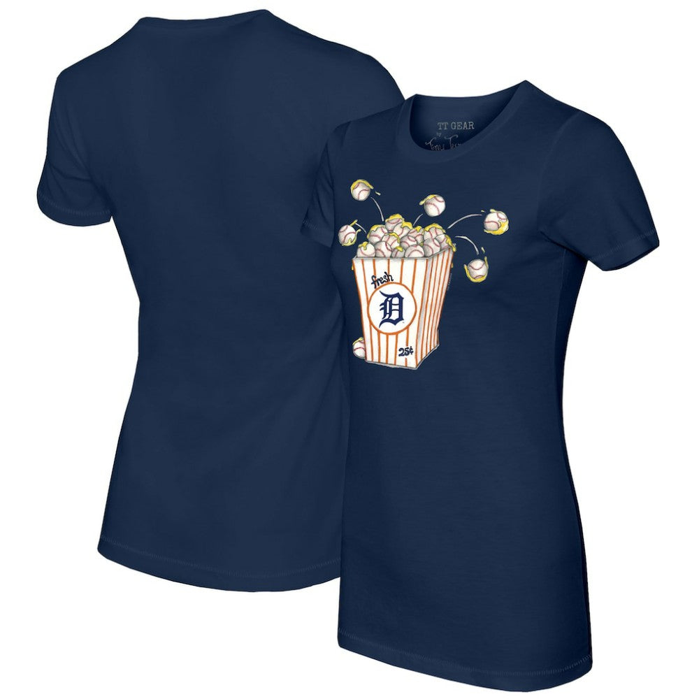 Navy Detroit Tigers Tiny Turnip Women's Popcorn T-Shirt