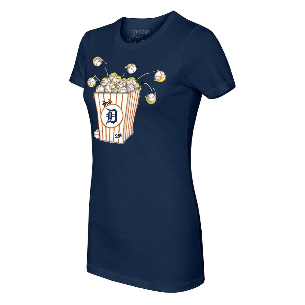 Navy Detroit Tigers Tiny Turnip Women's Popcorn T-Shirt