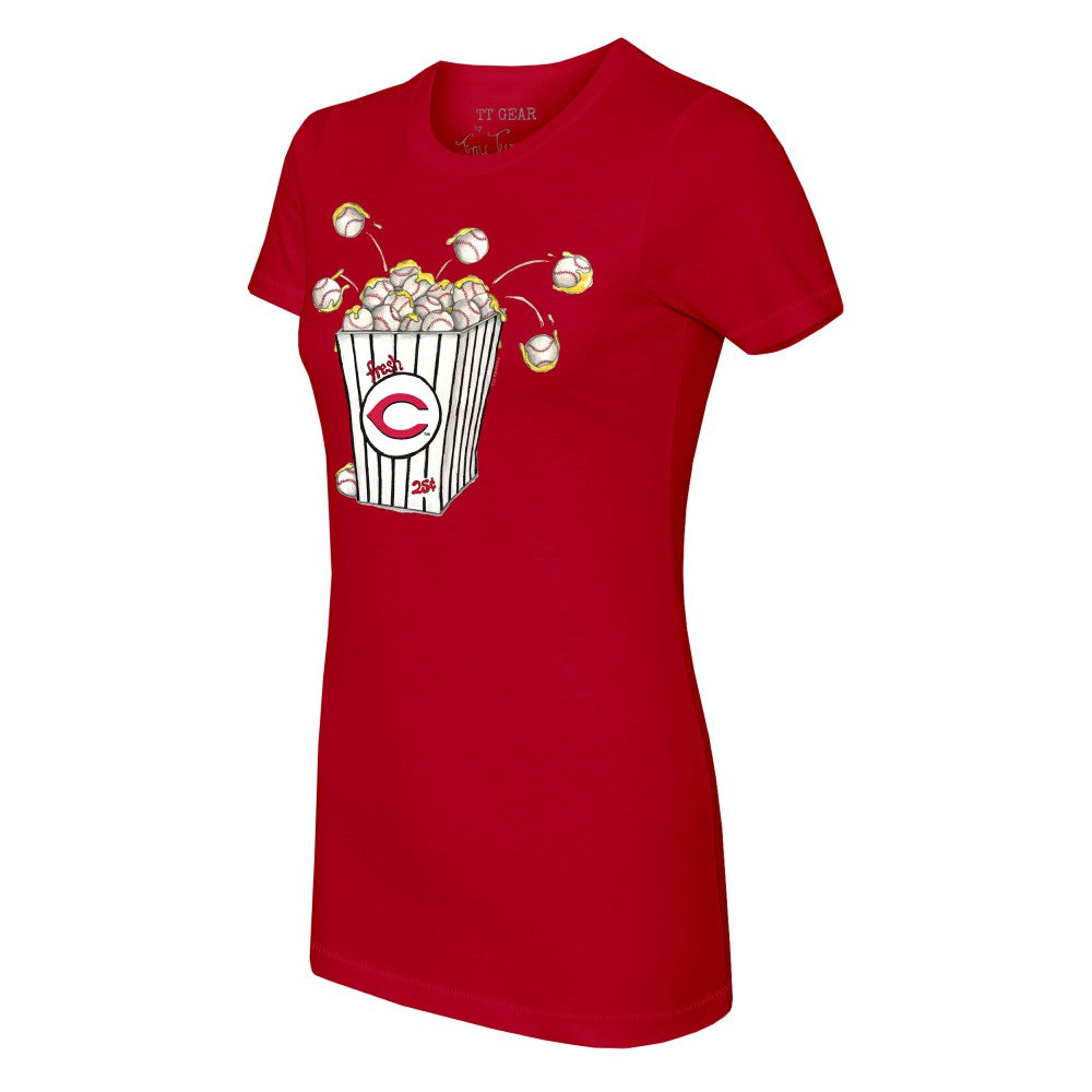 Red Cincinnati Reds Tiny Turnip Women's Popcorn T-Shirt