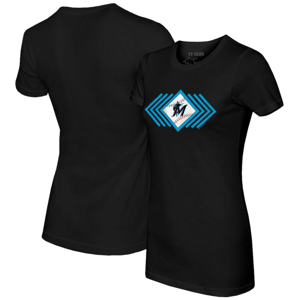 Black Miami Marlins Tiny Turnip Women's Prism Arrows T-Shirt