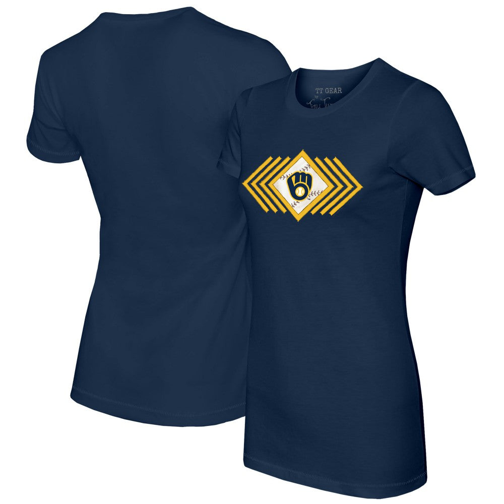 Navy Milwaukee Brewers Tiny Turnip Women's Prism Arrows T-Shirt