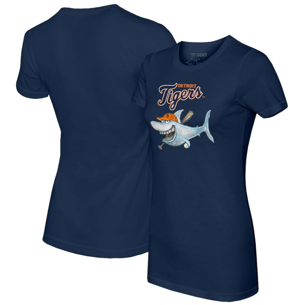 Navy Detroit Tigers Tiny Turnip Women's Shark T-Shirt