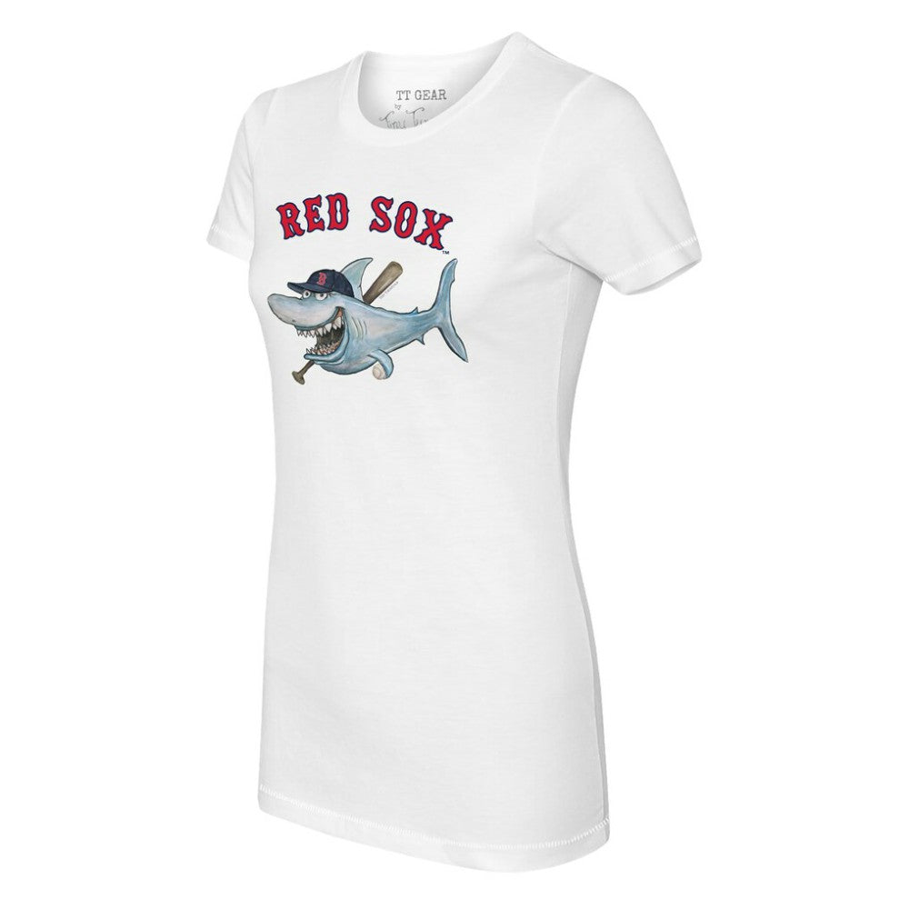 White Boston Red Sox Tiny Turnip Women's Shark Logo T-Shirt