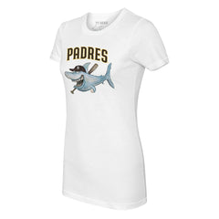 White San Diego Padres Tiny Turnip Women's Shark Logo T-Shirt