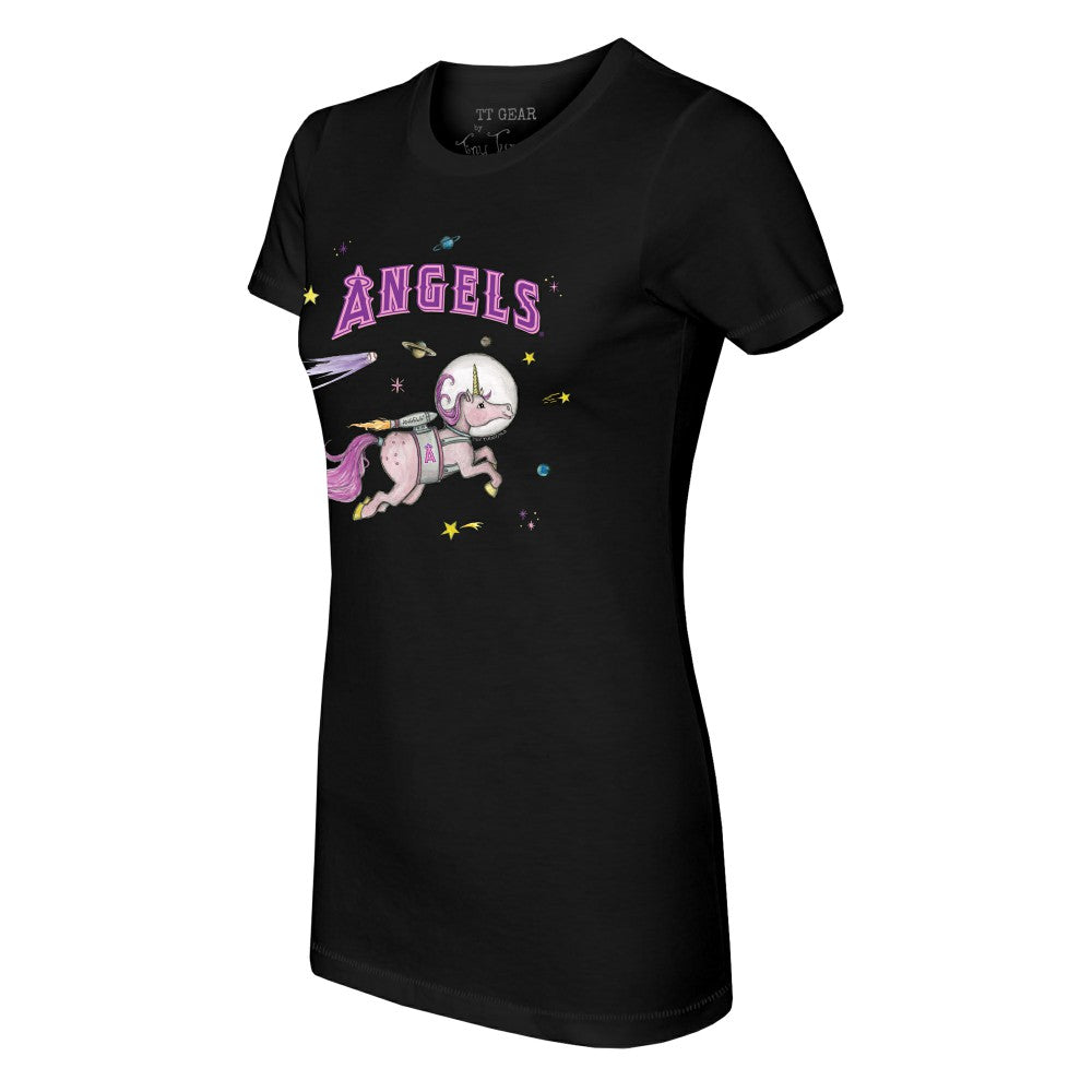 Black Los Angeles Angels Tiny Turnip Women's Space Unicorn T-Shirt