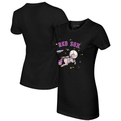 Black Boston Red Sox Tiny Turnip Women's Space Unicorn T-Shirt