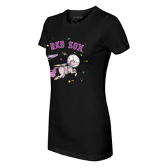 Black Boston Red Sox Tiny Turnip Women's Space Unicorn T-Shirt