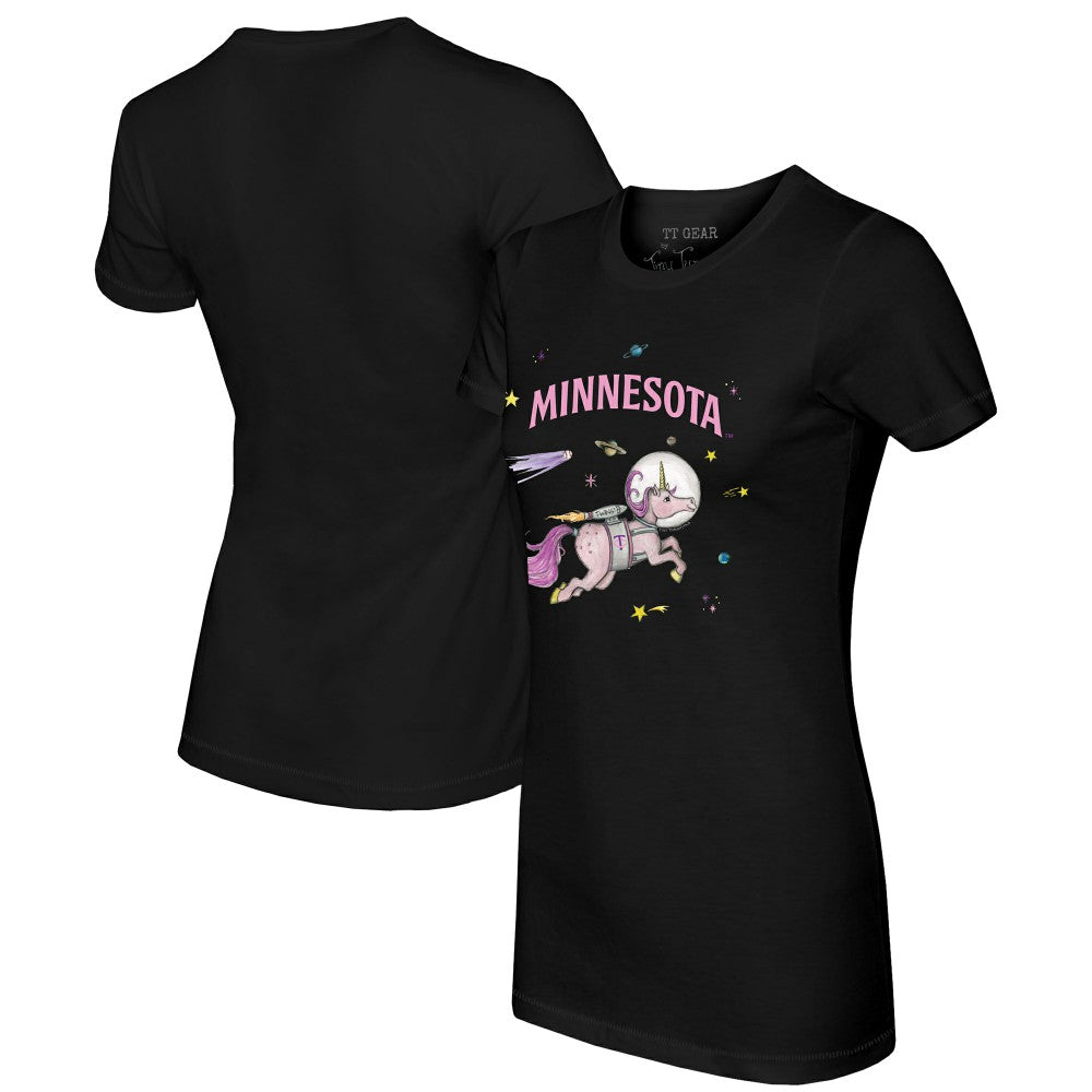 Black Minnesota Twins Tiny Turnip Women's Space Unicorn T-Shirt