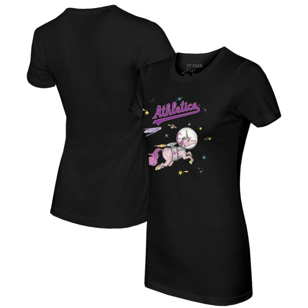 Black Athletics Tiny Turnip Women's Space Unicorn T-Shirt