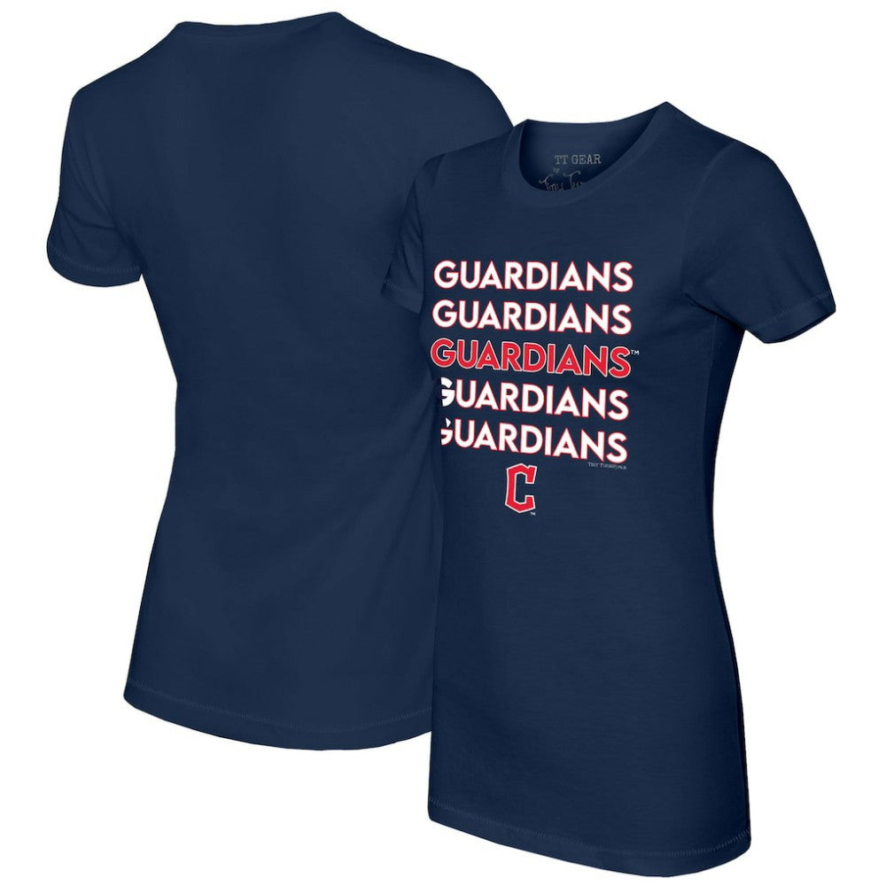 Navy Cleveland Guardians Tiny Turnip Women's Stacked T-Shirt