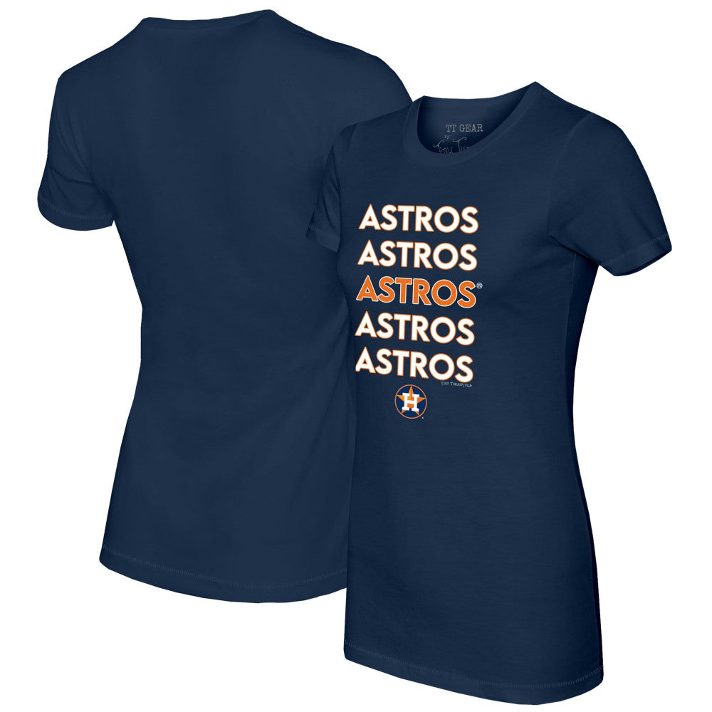 Navy Houston Astros Tiny Turnip Women's Stacked T-Shirt