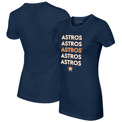 Navy Houston Astros Tiny Turnip Women's Stacked T-Shirt