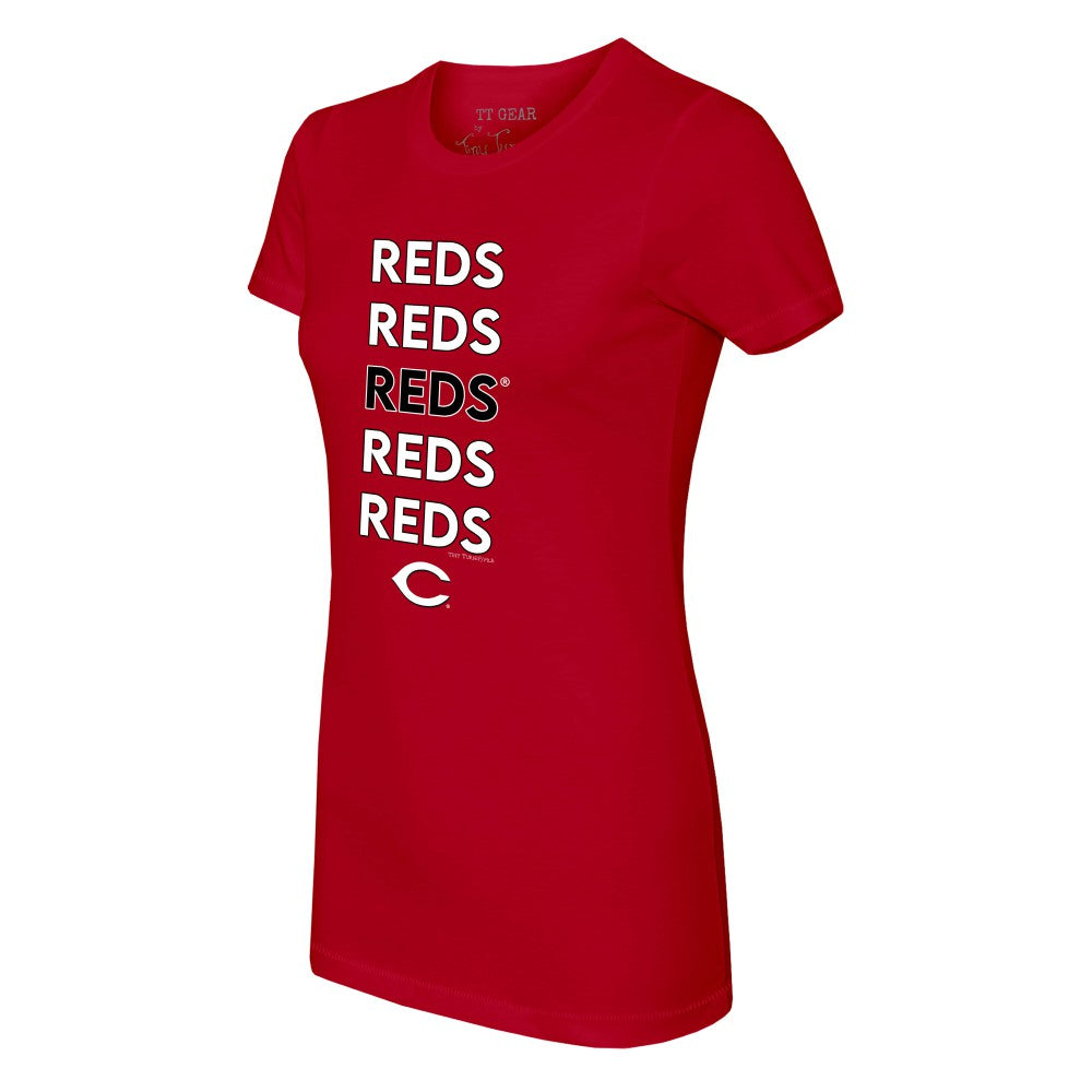 Red Cincinnati Reds Tiny Turnip Women's Stacked T-Shirt