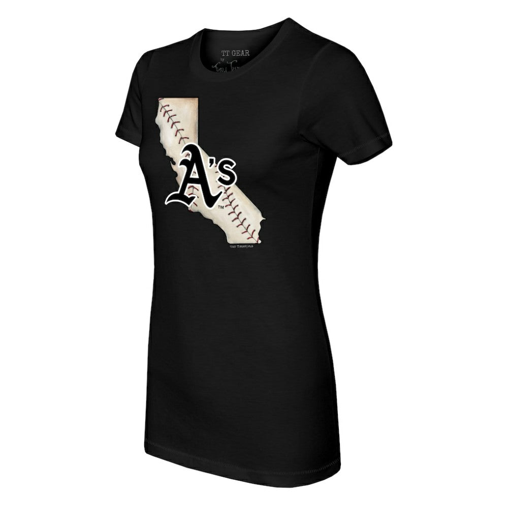 Black Athletics Tiny Turnip Women's State Outline T-Shirt