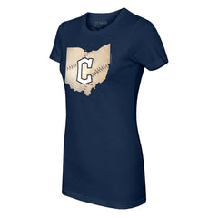 Navy Cleveland Guardians Tiny Turnip Women's State Outline T-Shirt