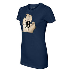 Navy Detroit Tigers Tiny Turnip Women's State Outline T-Shirt