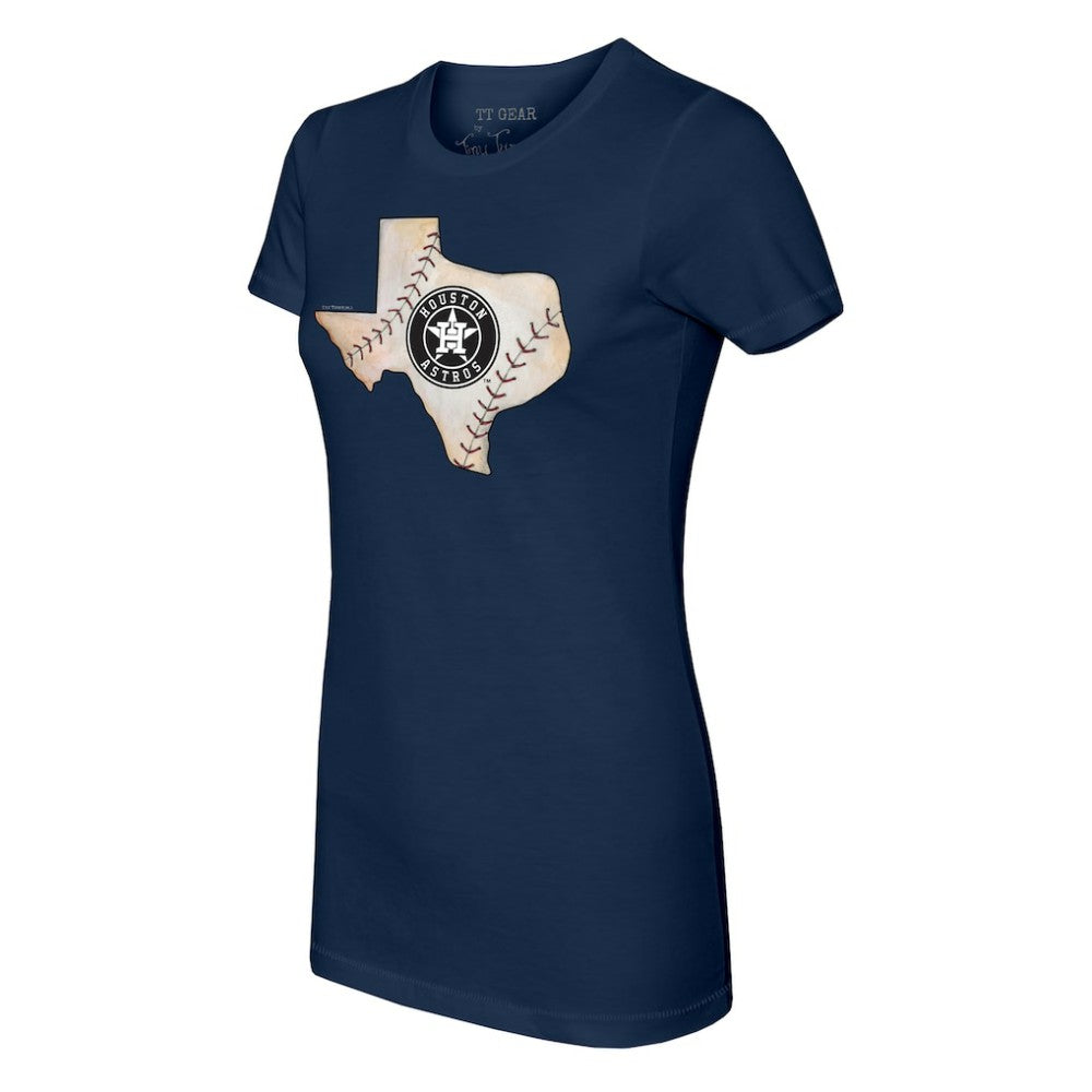 Navy Houston Astros Tiny Turnip Women's State Outline T-Shirt