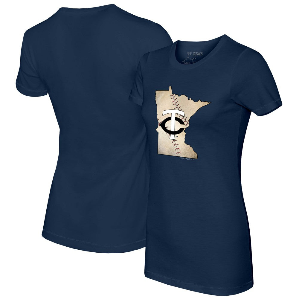 Navy Minnesota Twins Tiny Turnip Women's State Outline T-Shirt