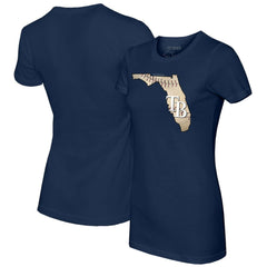 Navy Tampa Bay Rays Tiny Turnip Women's State Outline T-Shirt