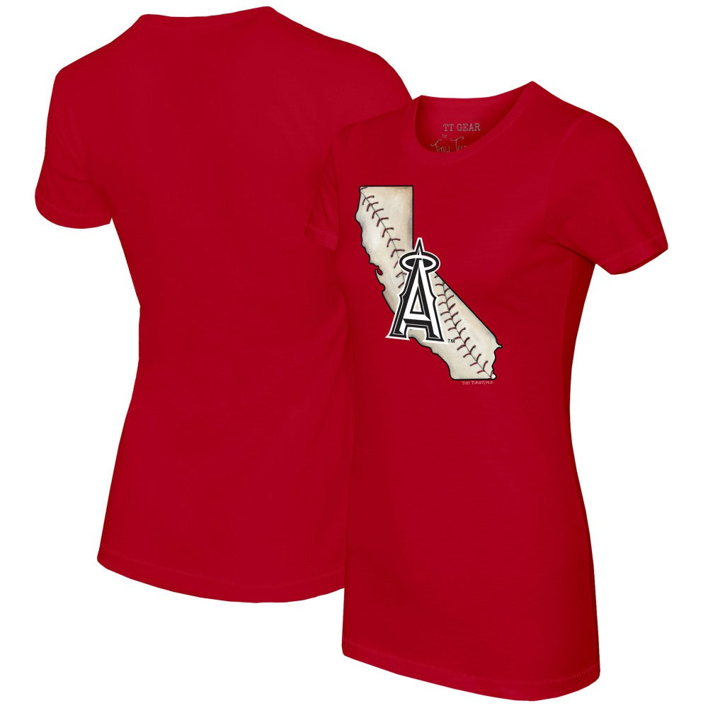 Red Los Angeles Angels Tiny Turnip Women's State Outline T-Shirt