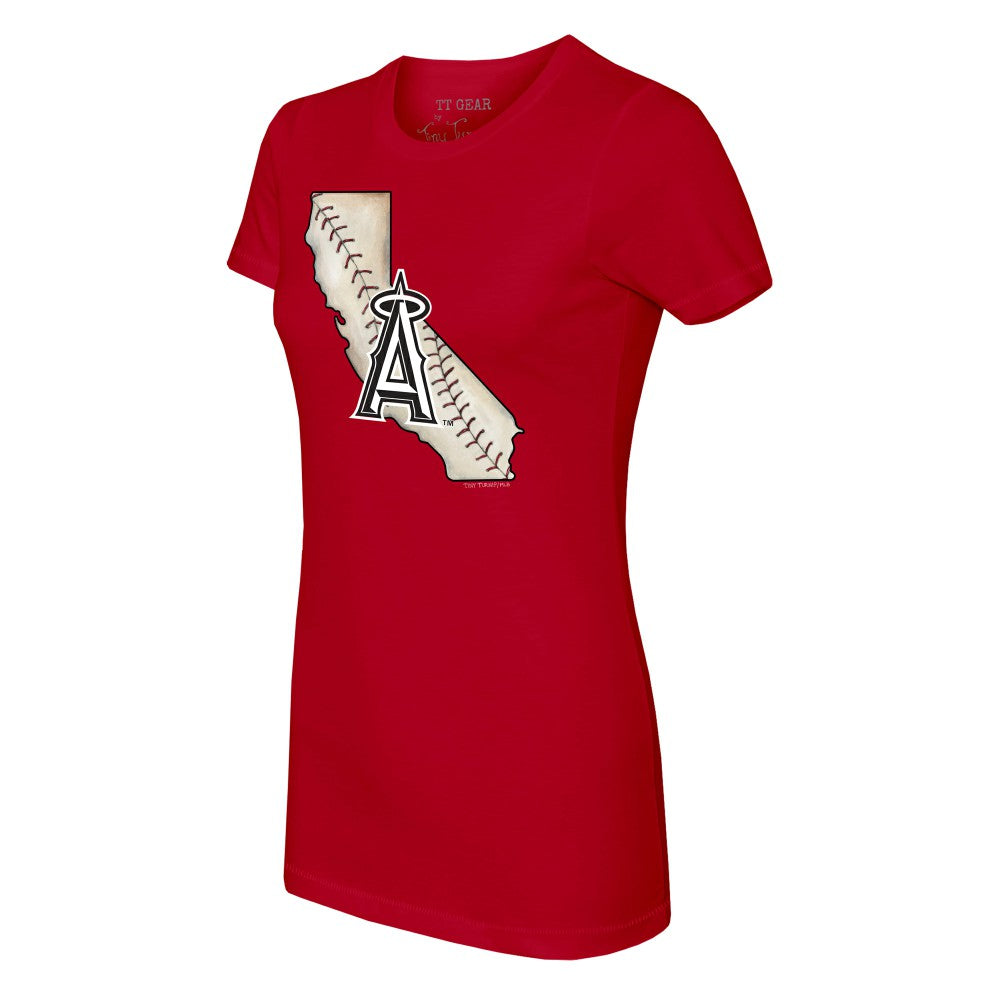 Red Los Angeles Angels Tiny Turnip Women's State Outline T-Shirt