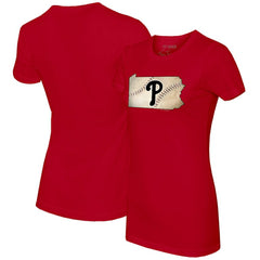Red Philadelphia Phillies Tiny Turnip Women's State Outline T-Shirt