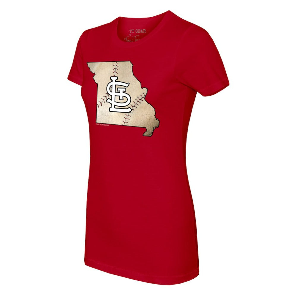 Red St. Louis Cardinals Tiny Turnip Women's State Outline T-Shirt