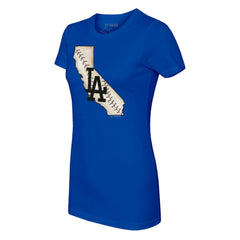 Royal Los Angeles Dodgers Tiny Turnip Women's State Outline T-Shirt