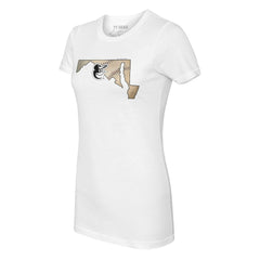 White Baltimore Orioles Tiny Turnip Women's State Outline T-Shirt