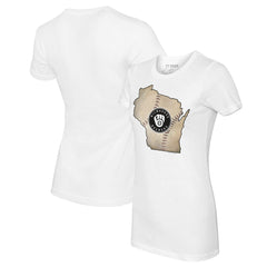 White Milwaukee Brewers Tiny Turnip Women's State Outline T-Shirt