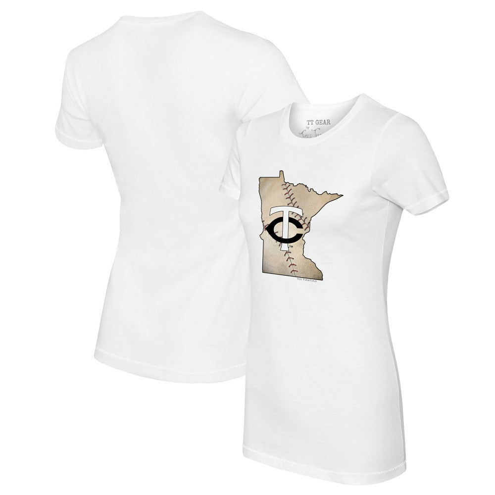 White Minnesota Twins Tiny Turnip Women's State Outline T-Shirt