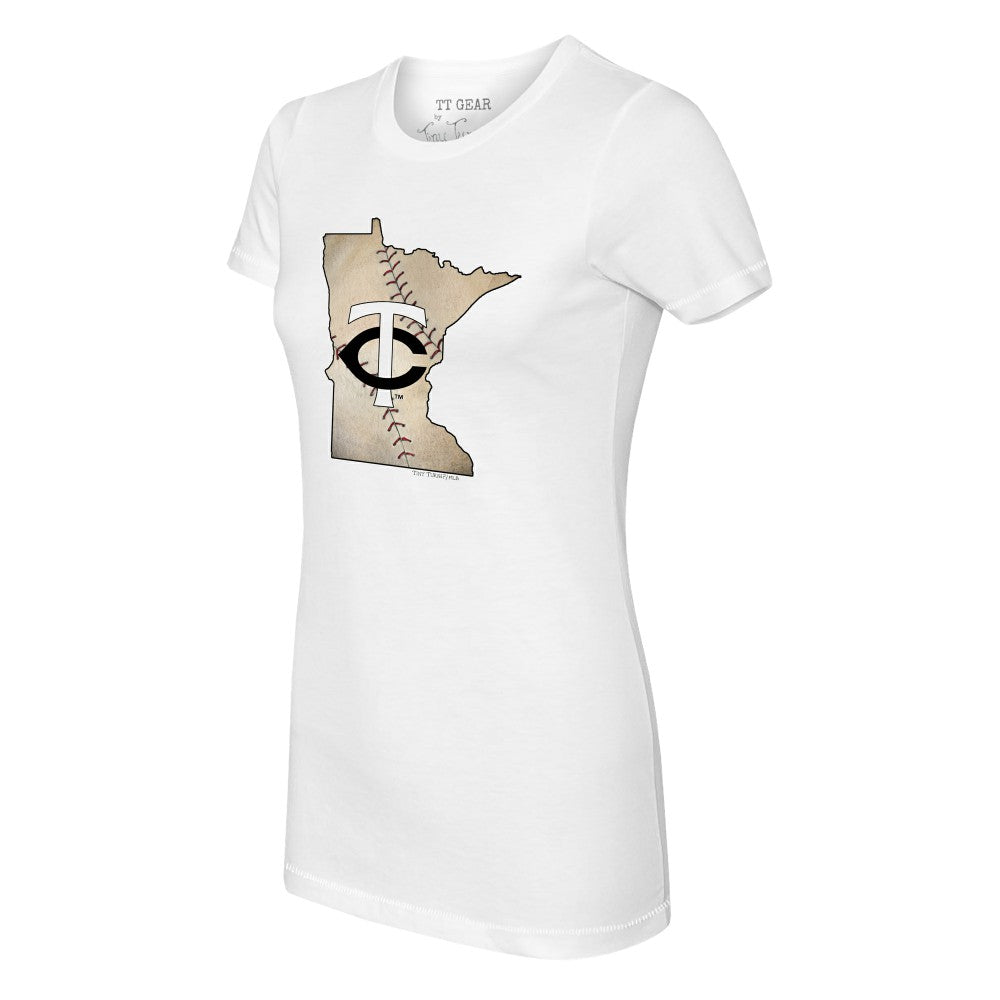 White Minnesota Twins Tiny Turnip Women's State Outline T-Shirt