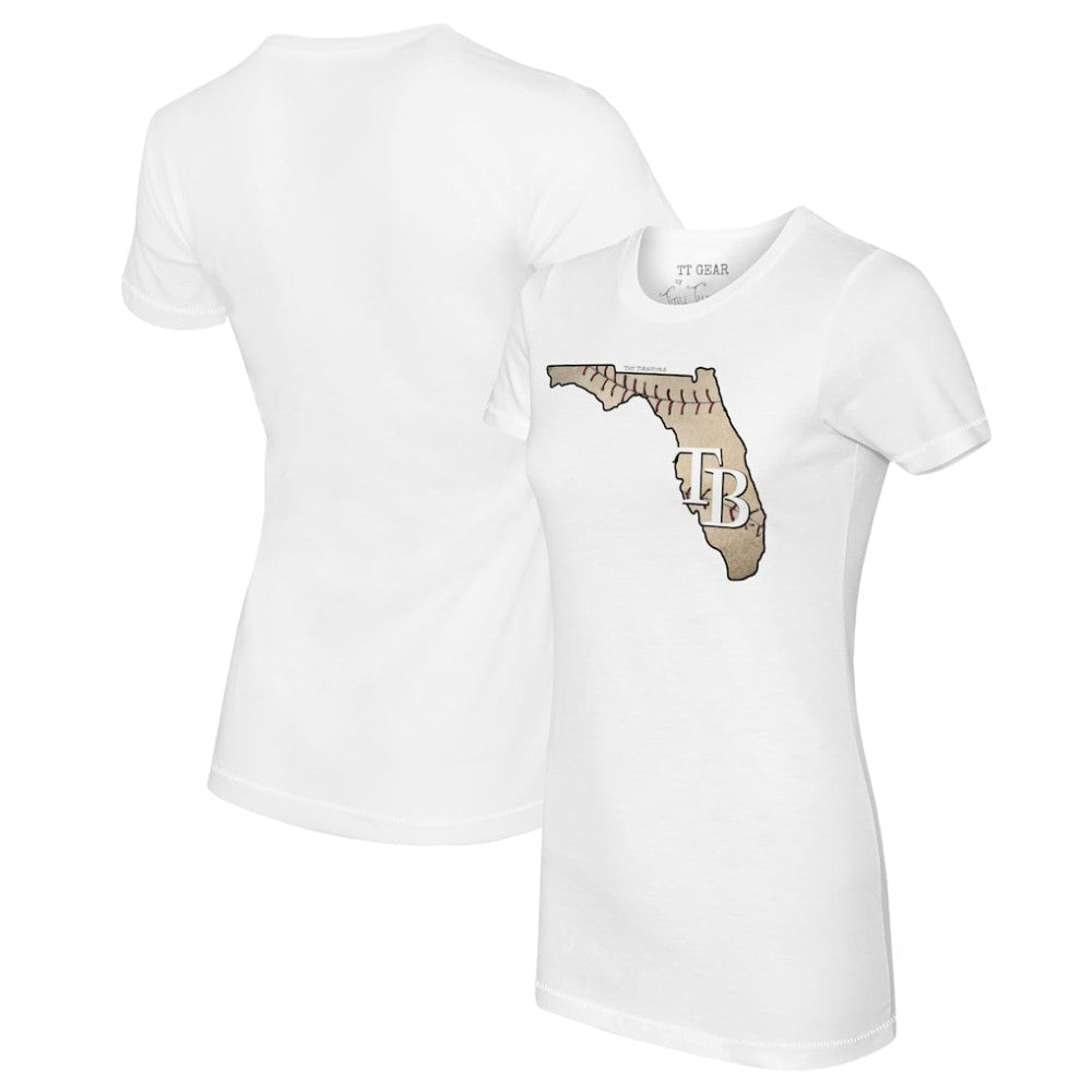 White Tampa Bay Rays Tiny Turnip Women's State Outline T-Shirt
