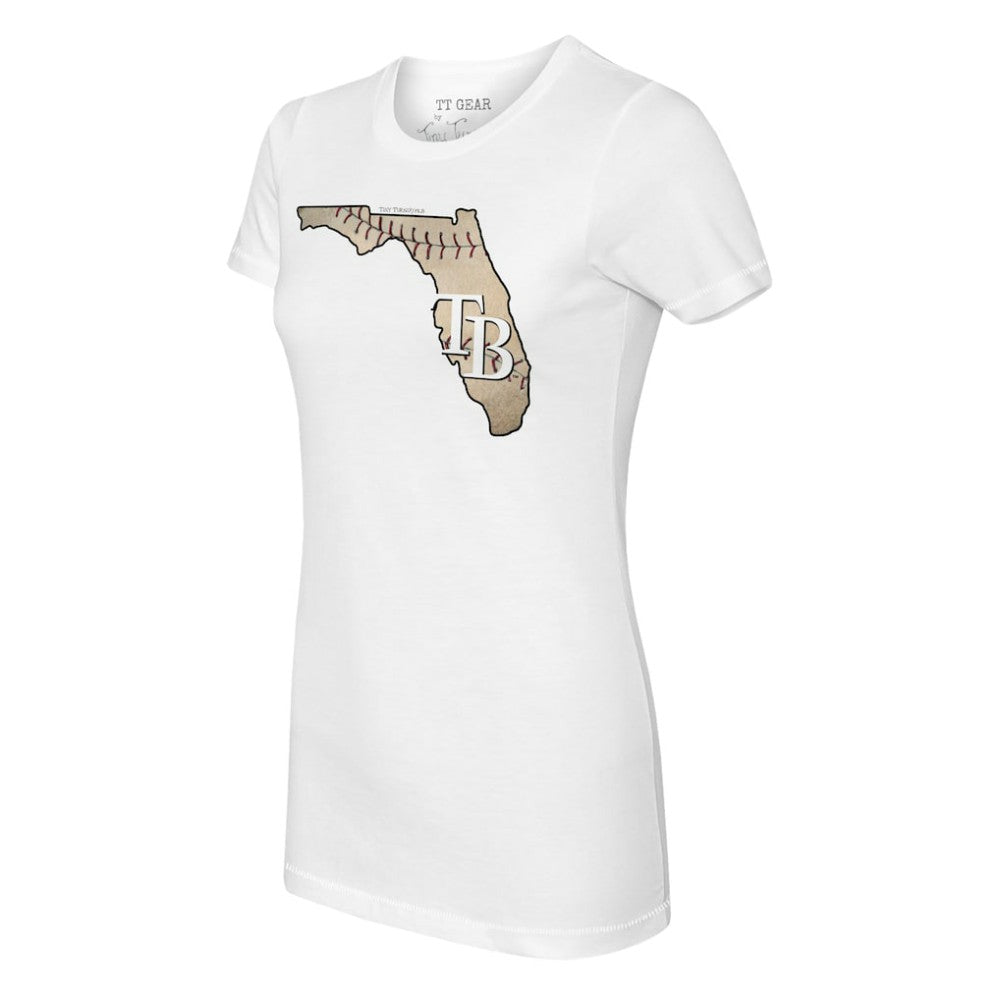 White Tampa Bay Rays Tiny Turnip Women's State Outline T-Shirt