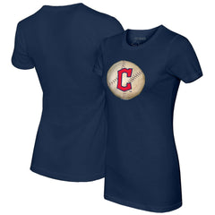 Navy Cleveland Guardians Tiny Turnip Women's Stitched Baseball T-Shirt