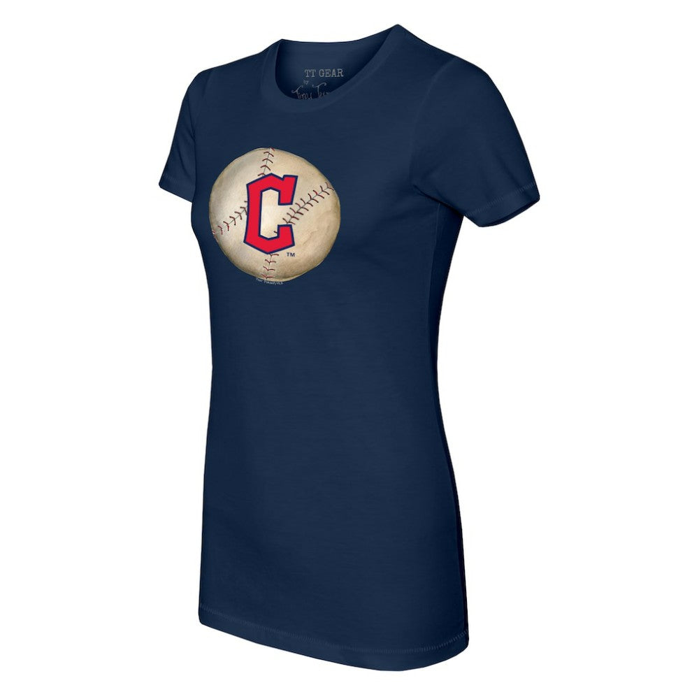 Navy Cleveland Guardians Tiny Turnip Women's Stitched Baseball T-Shirt