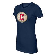 Navy Cleveland Guardians Tiny Turnip Women's Stitched Baseball T-Shirt