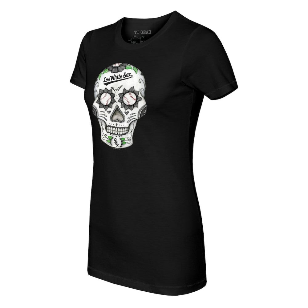 Black Chicago White Sox Tiny Turnip Women's Sugar Skull T-Shirt