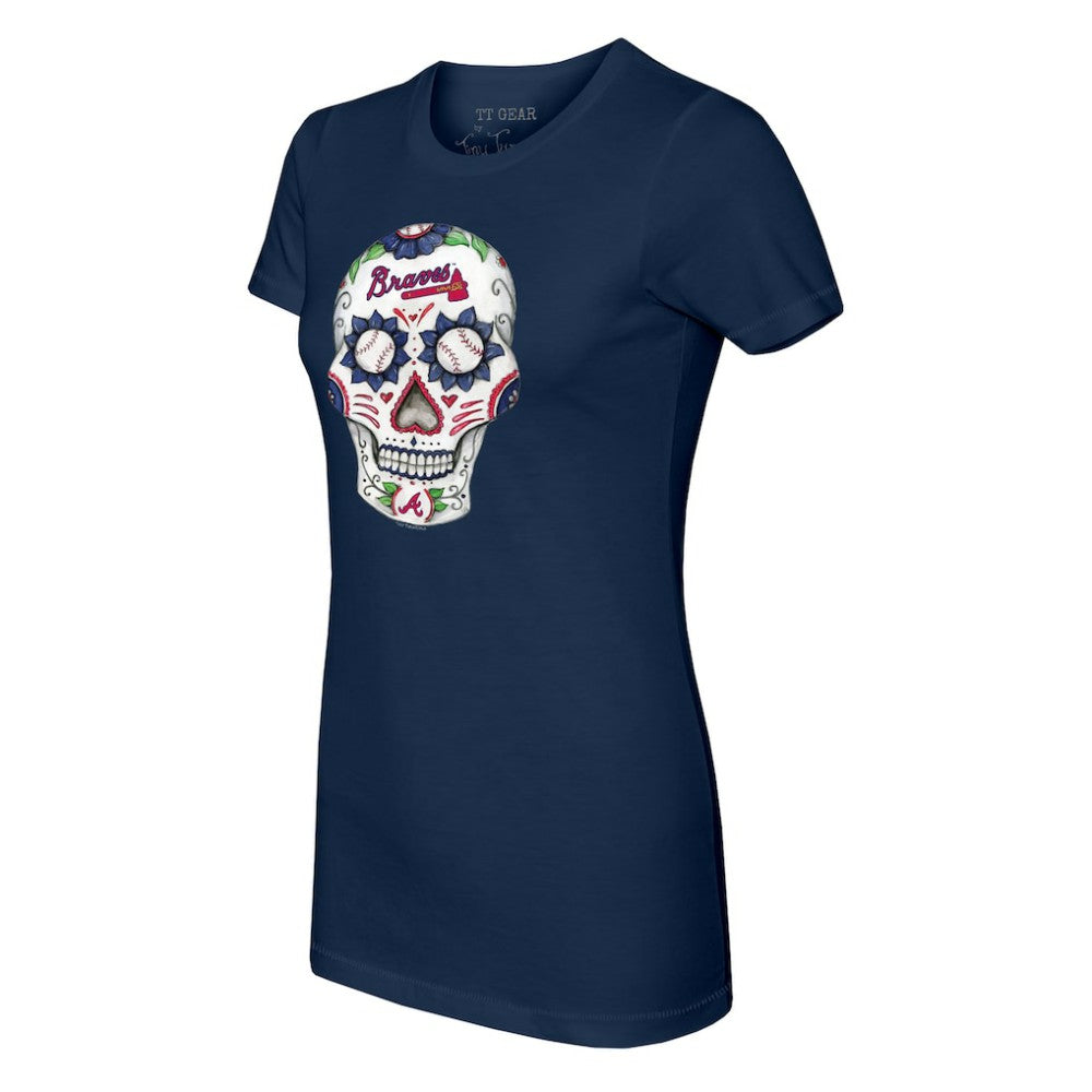 Navy Atlanta Braves Tiny Turnip Women's Sugar Skull T-Shirt