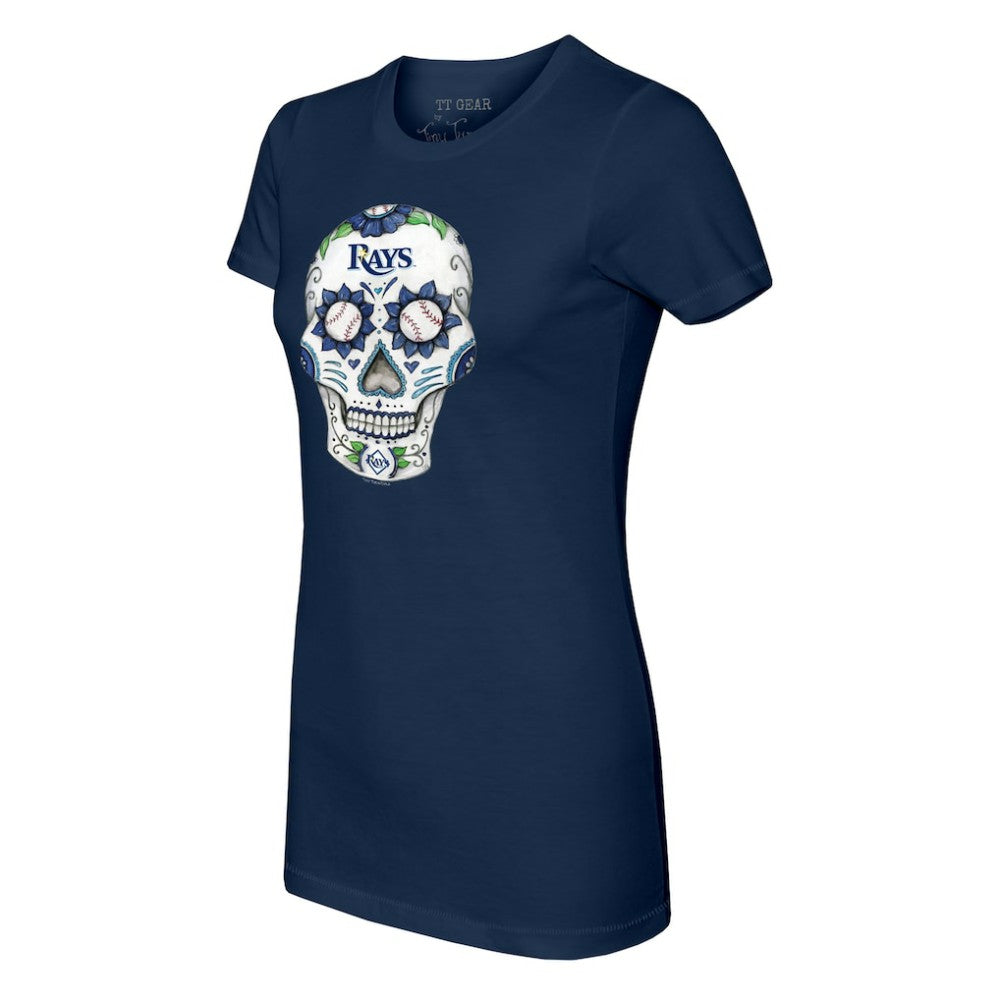 Navy Tampa Bay Rays Tiny Turnip Women's Sugar Skull T-Shirt