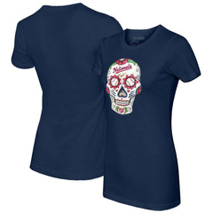 Navy Washington Nationals Tiny Turnip Women's Sugar Skull T-Shirt