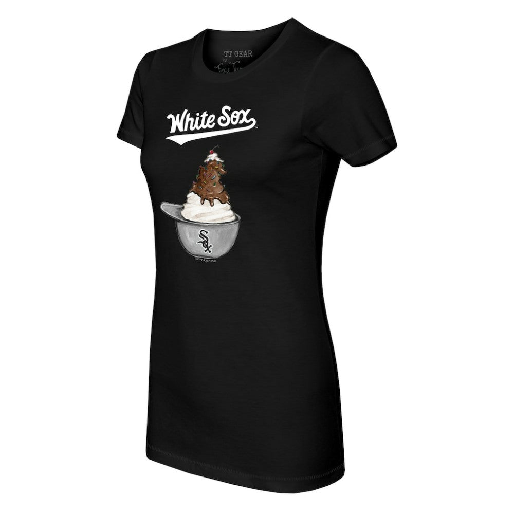 Black Chicago White Sox Tiny Turnip Women's Sundae Helmet T-Shirt