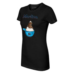 Black Miami Marlins Tiny Turnip Women's Sundae Helmet T-Shirt