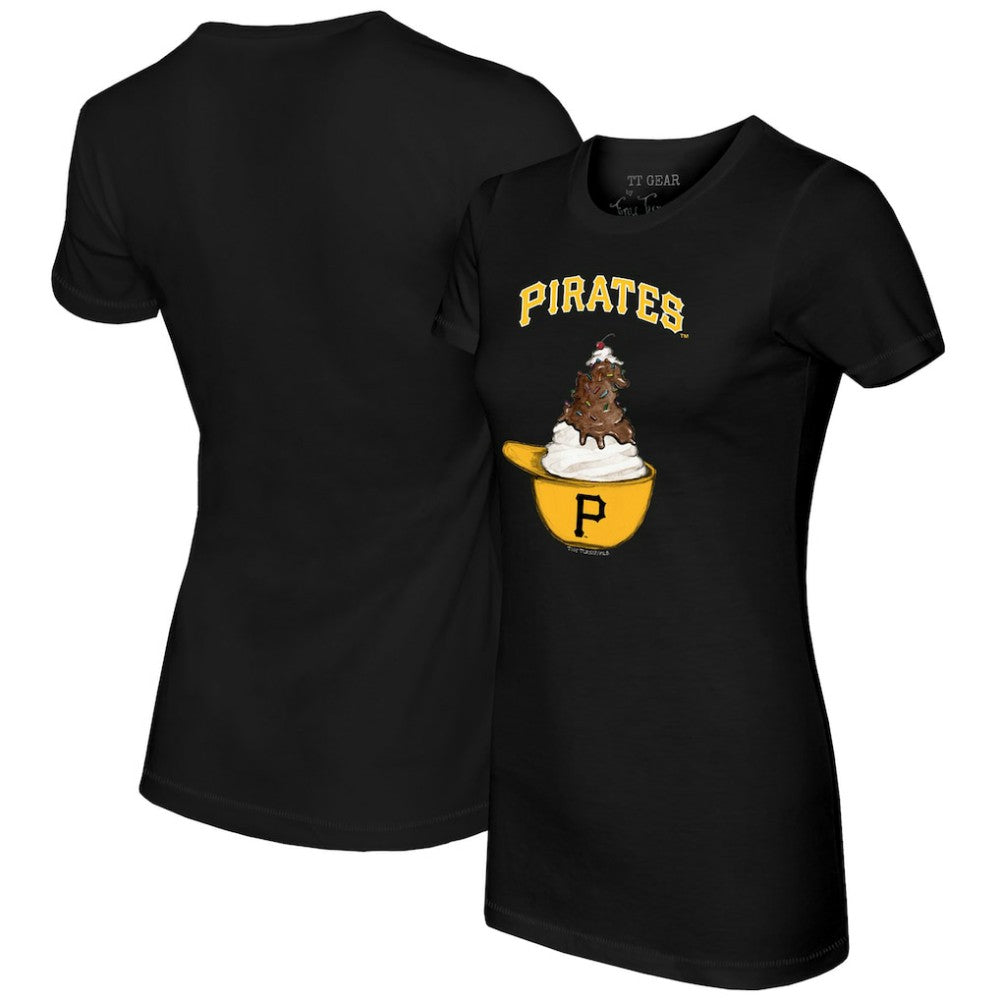 Black Pittsburgh Pirates Tiny Turnip Women's Sundae Helmet T-Shirt