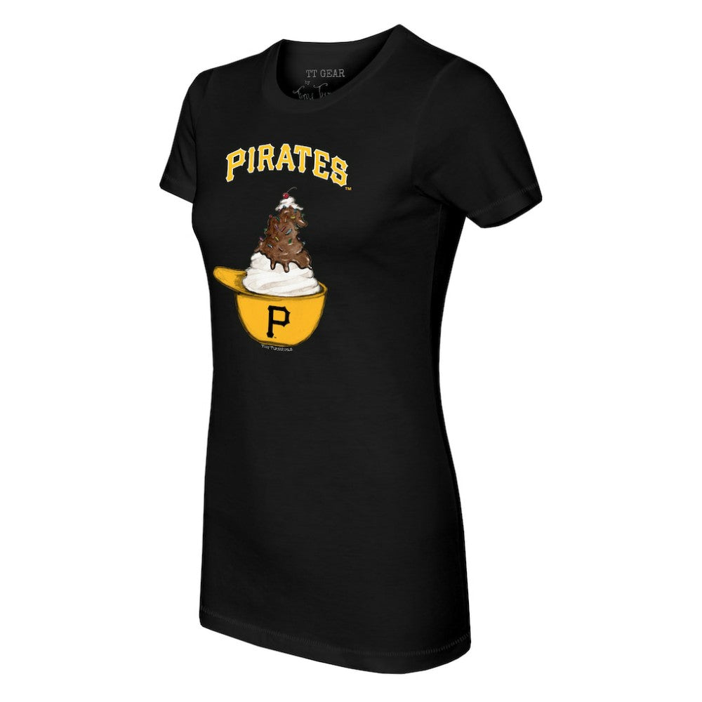 Black Pittsburgh Pirates Tiny Turnip Women's Sundae Helmet T-Shirt