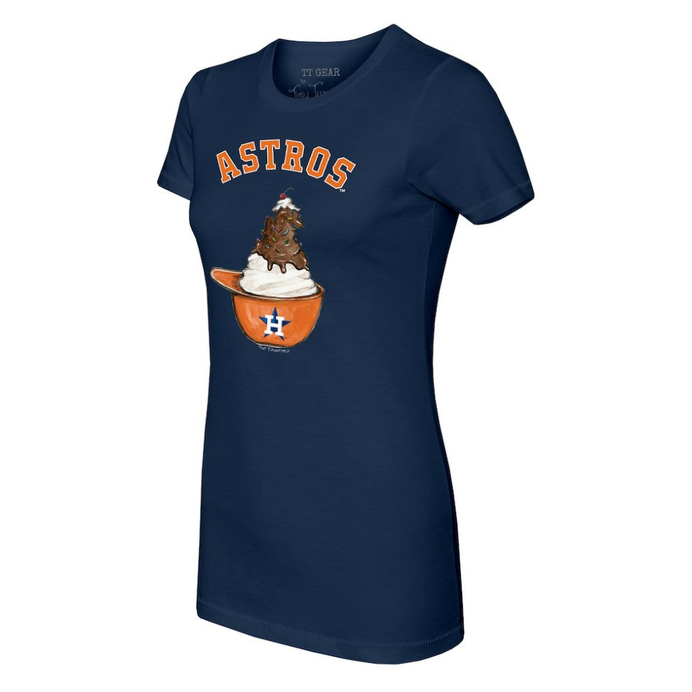 Navy Houston Astros Tiny Turnip Women's Sundae Helmet T-Shirt