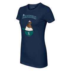 Navy Seattle Mariners Tiny Turnip Women's Sundae Helmet T-Shirt