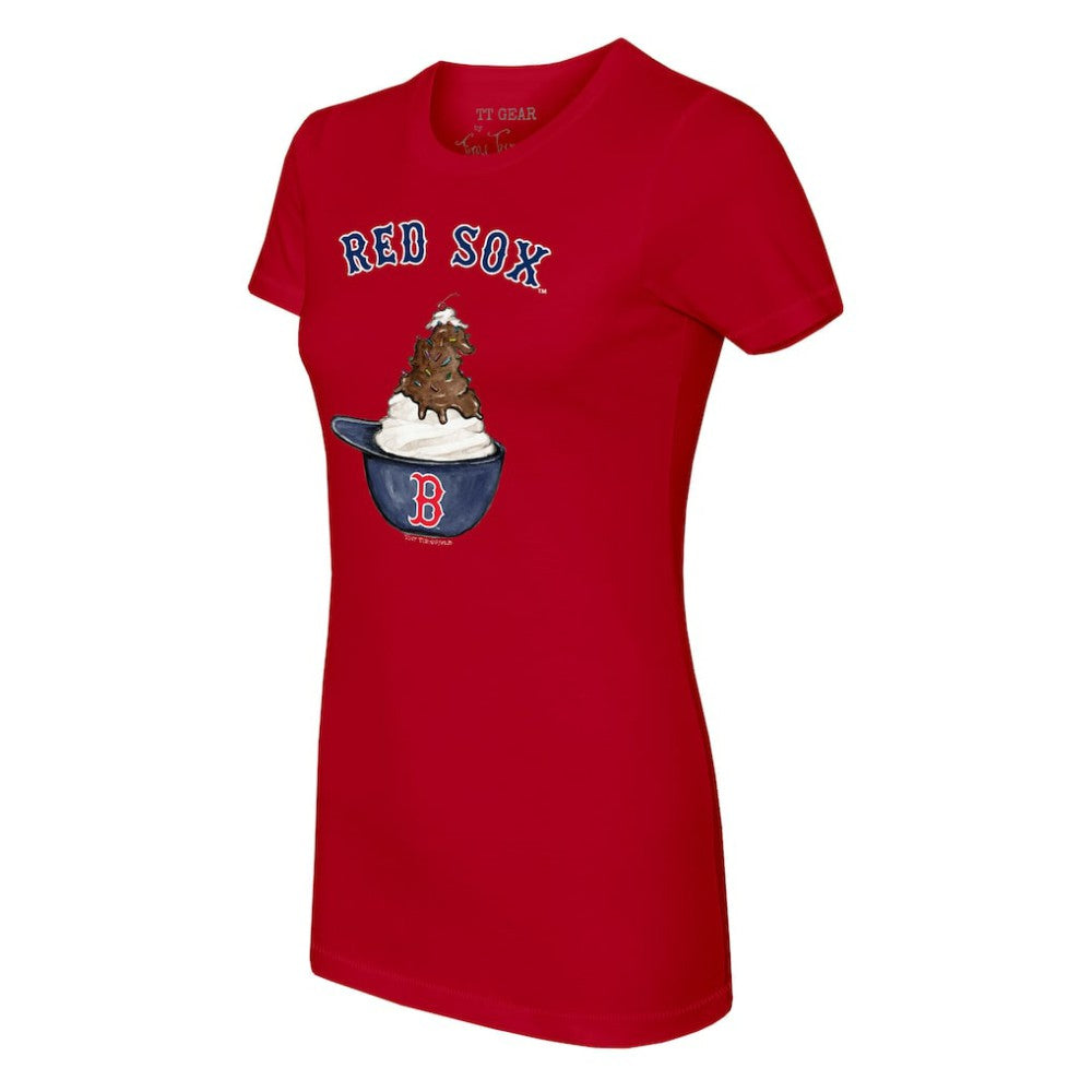 Red Boston Red Sox Tiny Turnip Women's Sundae Helmet T-Shirt