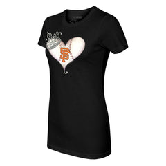 Black San Francisco Giants Tiny Turnip Women's Tiara Heart T-Shirt